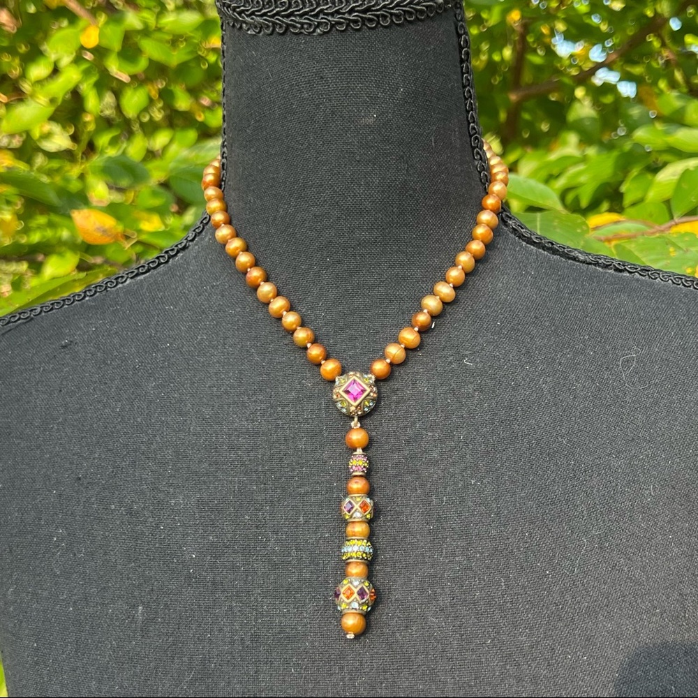 Vintage Lariat Style Gemstone Necklace - Picture 1 of 8